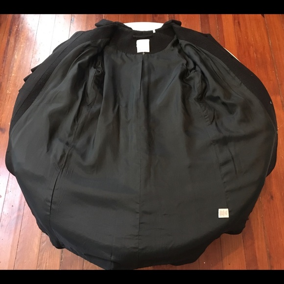 Rebecca Taylor Belted Ruffle Coat BLACK 2/4/6/XS/S - Picture 8 of 8